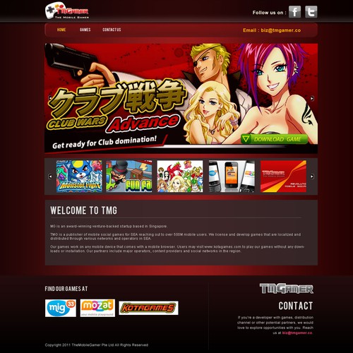 website design for TMGAMER Design by J D