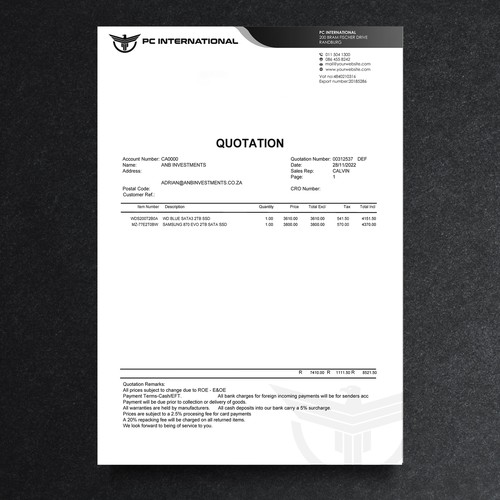 Given logo to be added to quotation to enhance brand appeal Design by conceptu