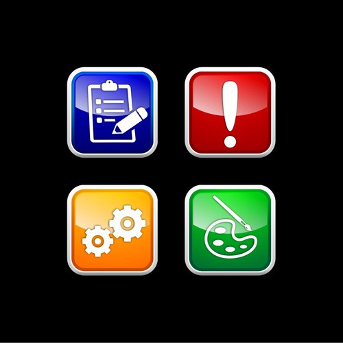 Create a stylish set of 4 icons for us! Design by -Saga-