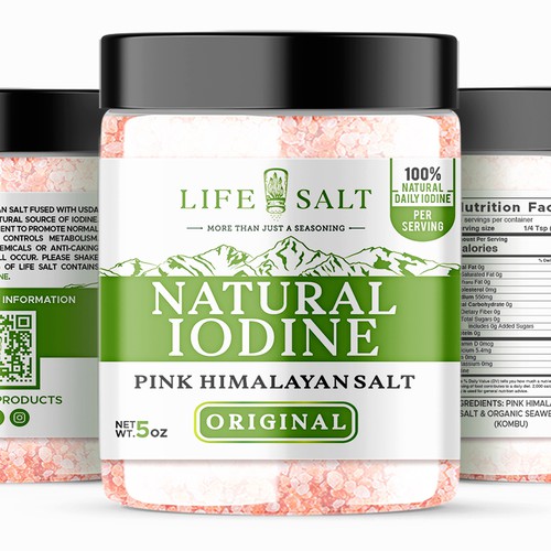 Label for Natural Iodine Pink Himalayan Salt that is fused with Seaweed Design by Design_byMe