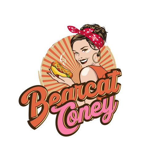 G-Rated Cartoon PinUp Girl girl logo for Retro Coney Hotdog restaurant Design by nindadian