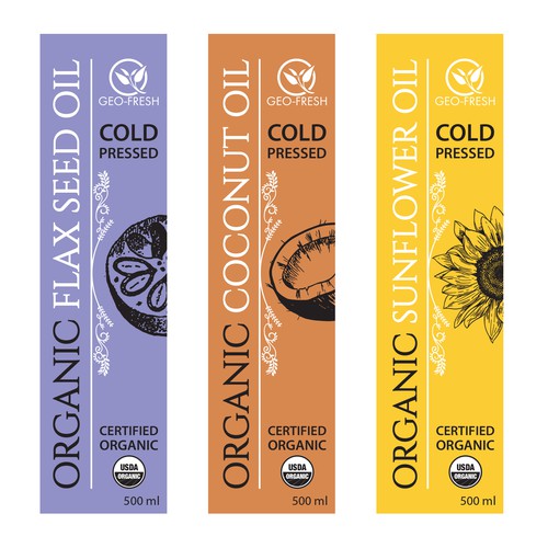 Organic Cold Pressed Oils Label Design | Product label contest