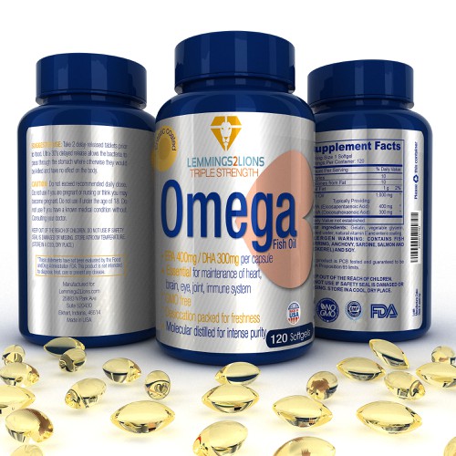 Create a wow factor label for an Omega 3 fish oil label Design by Modelab X