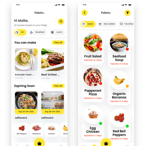 Recipe App for food hardware startup to help reduce food waste Design por dluffy