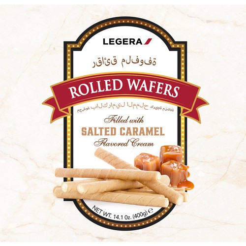 LEGERA Wafer Rolls Pack 125 gm - Salted Caramel Design by Davi Giolo ★