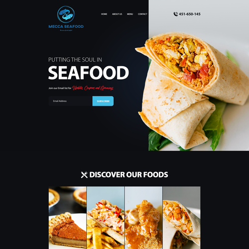 Miami Soul Seafood Restaurant Concept 1 Page Only Design réalisé par Dream State IT