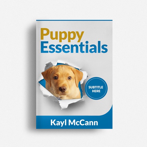 Cute puppy behaving badly for book cover Design by Yna