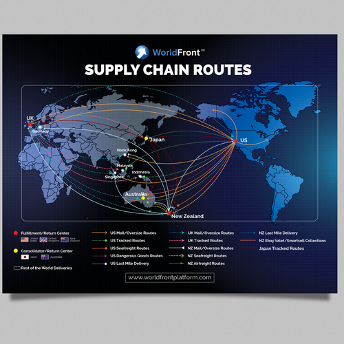 WorldFront - Supply Chain Summary on a world map | Infographic contest