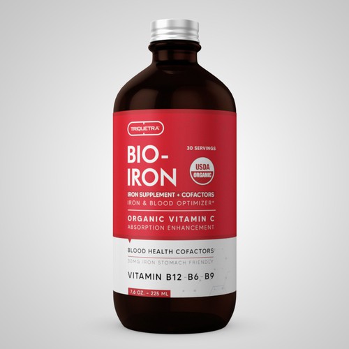 BioIron - Liquid Iron Supplement Front of Label Design Design by Pice Wilf