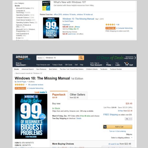 Create a *UNIQUE and BOLD Cover* for a Computer Book on Windows 10 (ebook and paperback) Design by LianaM