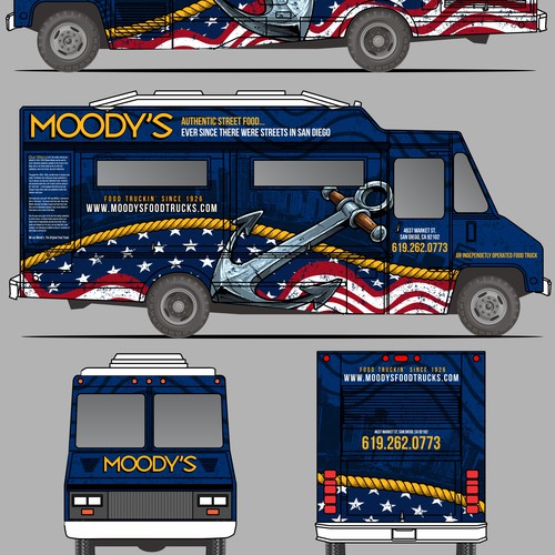 Navy Themed Food Truck Wrap Design Design by aricaturrash