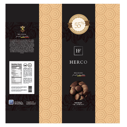 Bag and sticker design for finest Belgian chocolate chips (for baking/snacking) Design by Theresa Karissa