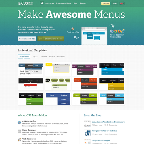 Pirate sand born Website design for css menu maker | Web page design contest | 99designs