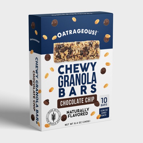 Design di DESIGN EYE-CATCHING PACKAGING FOR CHOCOLATE CHIP CHEWY GRANOLA BARS! di Shereef_CM