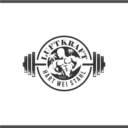 Create a logo for cool outdoor Gym in the „golden age Bodybuilding times“ style. Design by Dheldraw