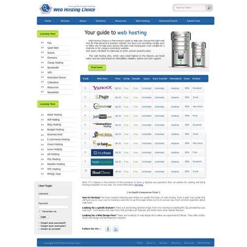 Redesign WebHostingChoice.com Design by peridot