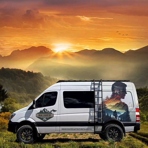 Nature inspired Sprinter Van Wrap design for High Country Adventure Vans Design by ⭐Voicu™