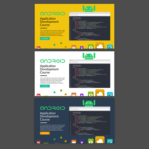 Create a poster for an android application development course signage