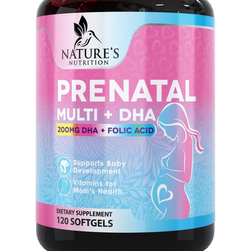 Prenatal Vitamins Label Design needed for Nature's Nutrition Réalisé par DagDigi