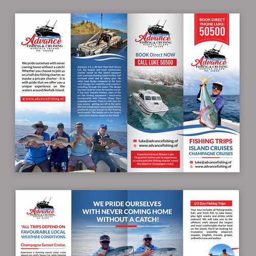 Fishing Charter & Guide Trifold Brochure Template Design