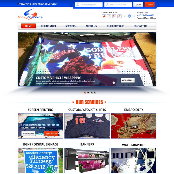 Design by Dazzle Design titled "Sticky Graphics - Sells Multitude of print services"
