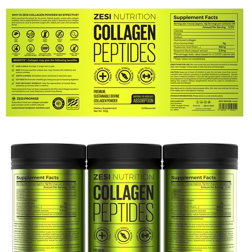 Design an attention grabbing, modern label for our collagen supplement Diseño de Imee008