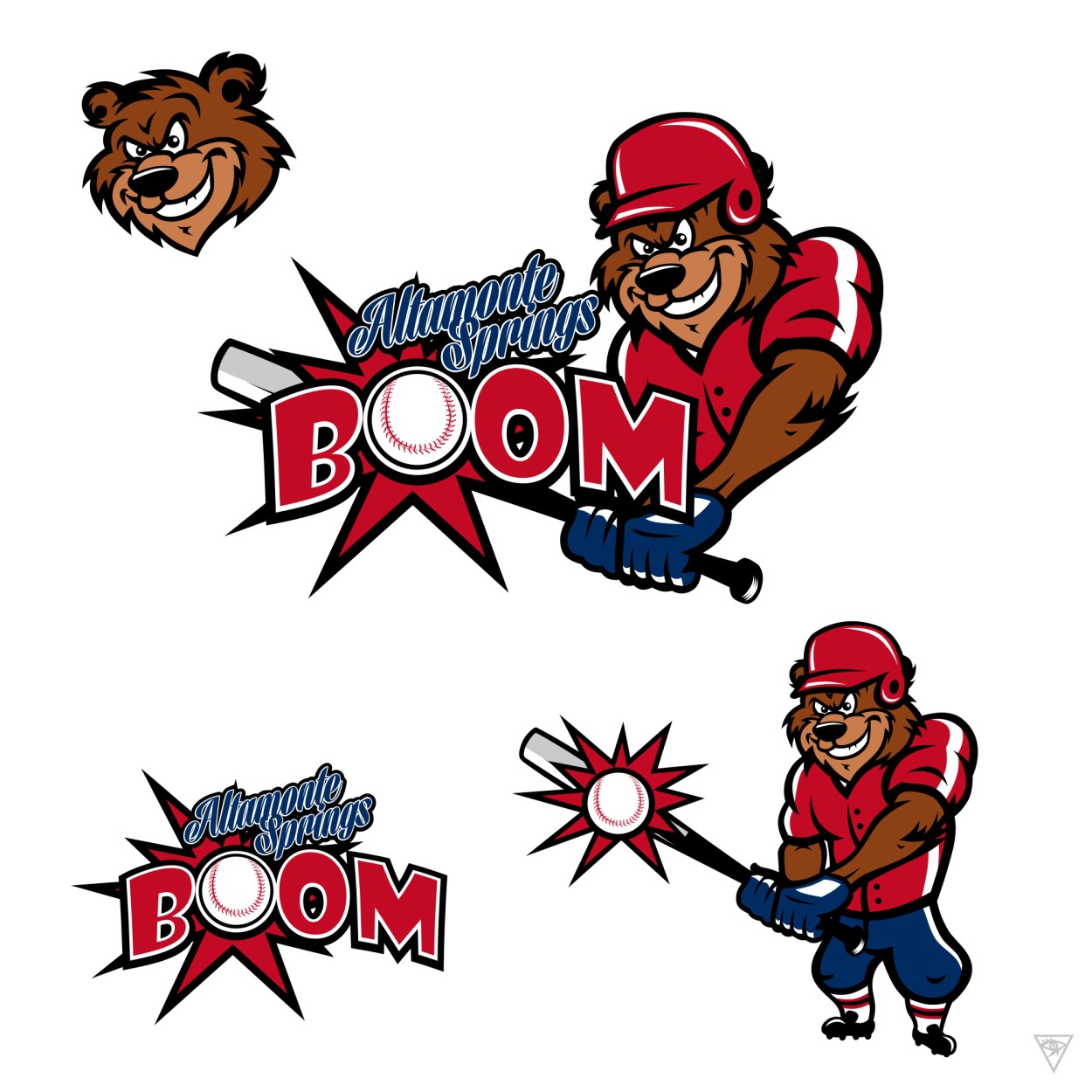 Bear mascot logo with the title 'Create a fun baseball logo for Altamonte Springs BOOM'