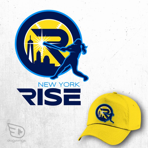Sports logo for the New York Rise women’s softball team Design by Dogwingsllc