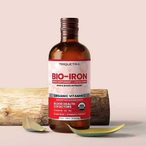 BioIron - Liquid Iron Supplement Front of Label Design Design by Bee Man