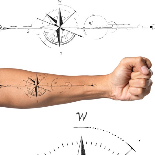 Design geometric arrow compass Tattoo Design by Odius