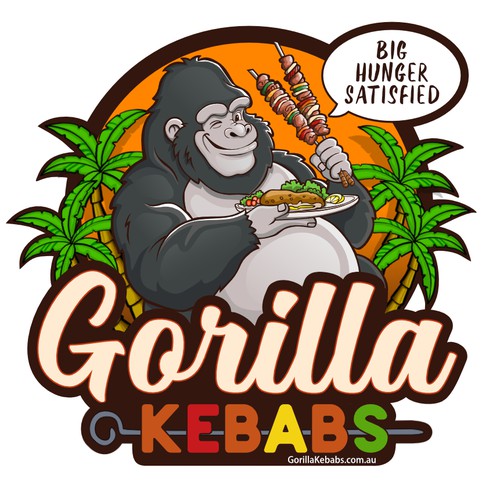 Design a hipster cartoon/restaurant fast food style logo for Gorilla Kebabs. Design by moonchinks28