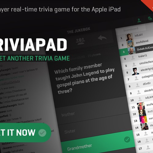 Create a banner ad for the Triviapad iPad app Design by Stanojevic