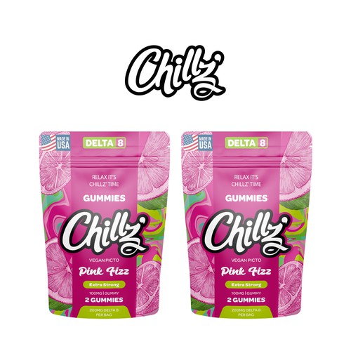 CHILLZ CBD Brand need his new packaging for his DELTA 8 Gummies Design by creationMB