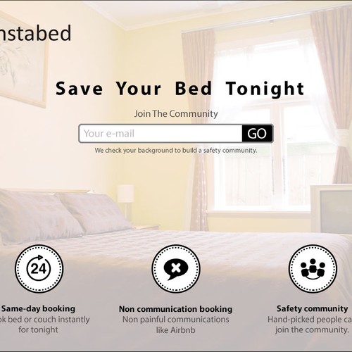 Landing page for simple, on-demand bed booking app Design by WebSmash Studio