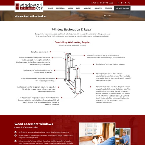 Historic Window Restoration web page Design by Webwooter™