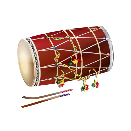 Image Of A Dhol (indian Drum) With Sticks 