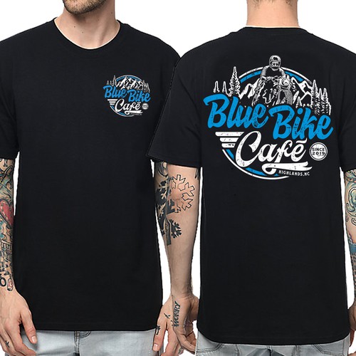 Vintage/Retro Cafe Racer T-Shirt for the Blue Bike Cafe!! Design by -Diamond Head-