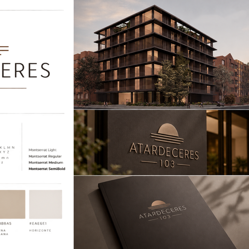 "“Create a Distinctive Icon for Atardeceres 103 – A New Residential Landmark in Bogotá”" winning Logo & business card