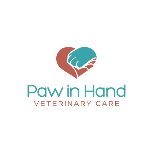 Small Vet Clinic needs a logo that expresses the human-animal bond: Paw in Hand Design by danoveight
