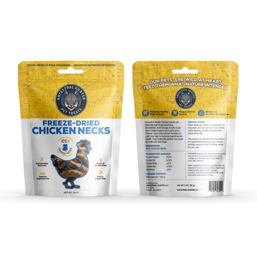 Design a fun and creative pet treat pouch label packaging for an all natural pet treat company Design by Bee Man