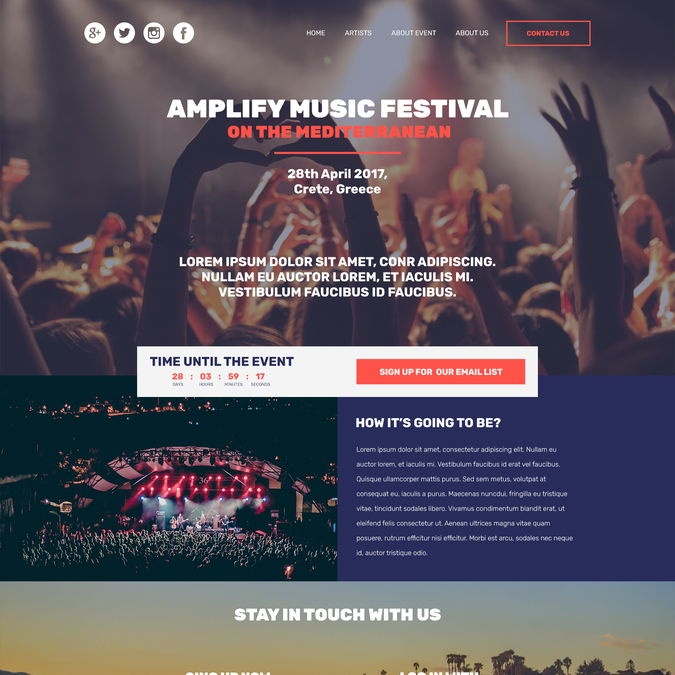 Music Festival on the Mediterranean Landing Page | Landing page design ...