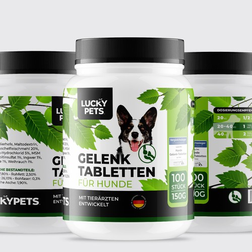 Modern label design for high quality joint tablets for dogs Design by Dimario Moretti