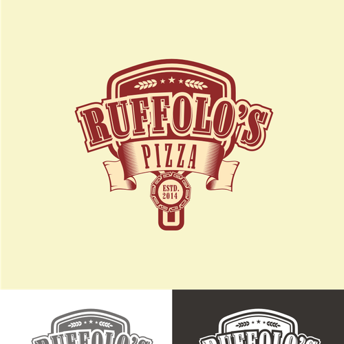 badge emblème classique vintage spatule pizza pizzeria logo design