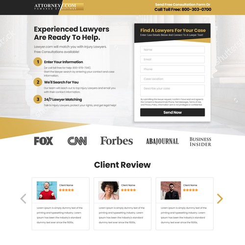 Design a Landing Page for Attorney.com Design by Rith99★ ★ ★ ★ ★