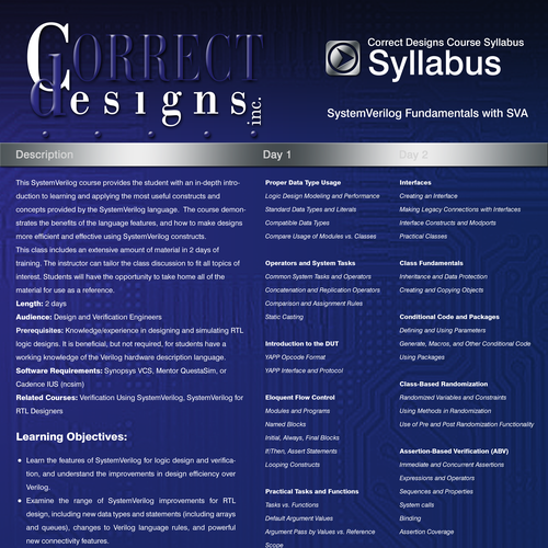 One page product brief and syllabus template