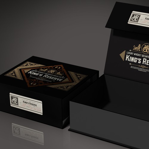 Luxury Whiskey Decanter and Glass Set Packaging for Distinguished Gentlemen Design by familydog