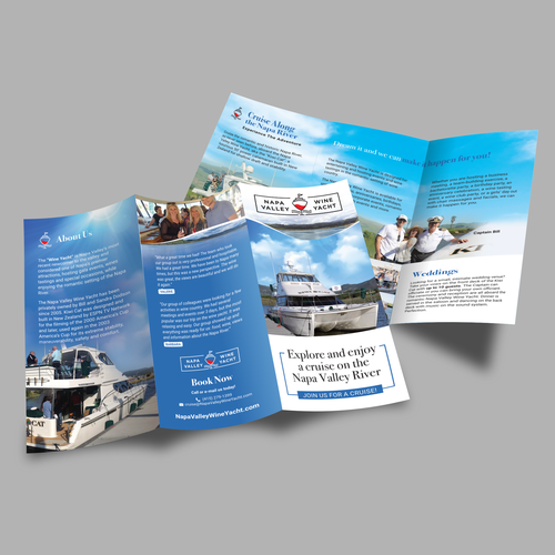 Tri-fold brochure for Napa Valley Wine Yacht tours Design by Adi Azudin