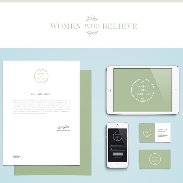 Design realizzato da Hello Friday intitolato "Create a whole new logo and look for Women Who Believe"