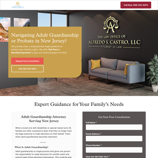 Design by Murray Junction titled "The Law Office of Alfredo S. Castro, LLC Landing Page"