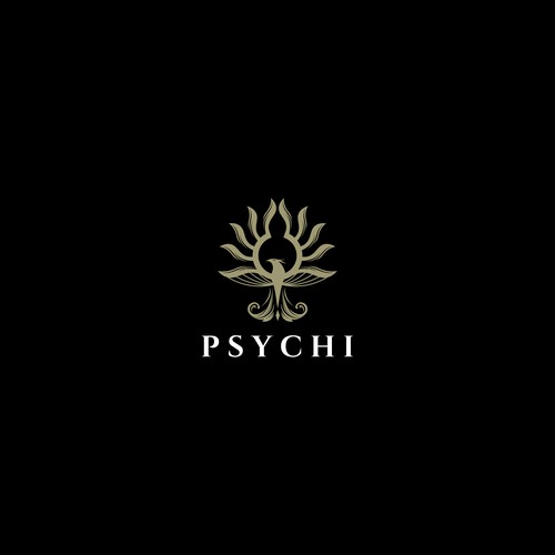 Psychi - a golden Phoenix and wild psilocybin mushrooms Design von salmArt26